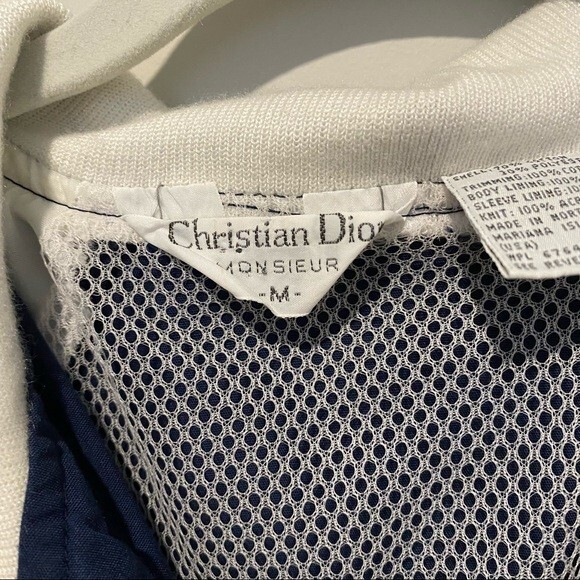 Vintage Christian Dior Jacket Monsieur Navy Blue White Track Bomber Windbreaker - Picture 5 of 10